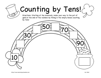 St. Patrick's Day Counting by Fives and Tens Worksheet BUNDLE K-2nd Grade