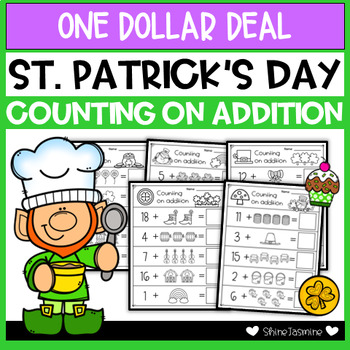 Preview of St. Patrick's Day Counting on Addition Worksheets - Numbers 1 to 20 - $1 DEAL