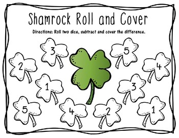 St. Patrick's Day Cover and Roll Math Center Dice Games by Tremendous ...