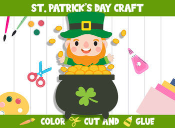 Preview of St. Patrick's Day Craft Activity : Color, Cut, and Glue for PreK to 2nd Grade