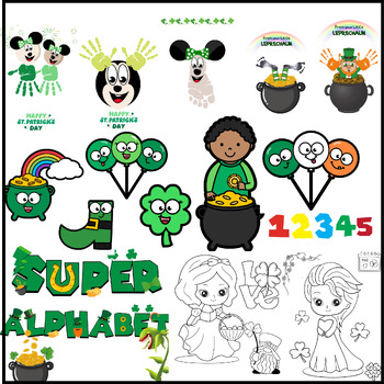 Preview of St Patrick's Day Craft, Clipart, Handprint... Bundle