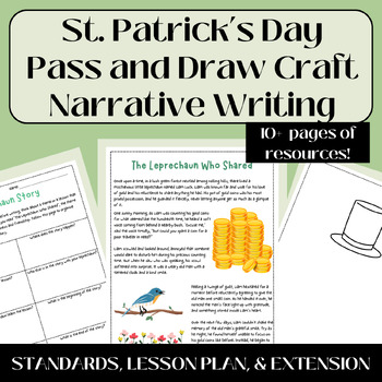 Preview of St. Patrick's Day Craft and Narrative Writing - Guided Drawing - Pass and Draw
