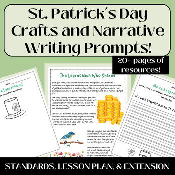 Preview of St. Patrick's Day Craft and Narrative Writing Prompts -  Fun Bulletin Board Idea
