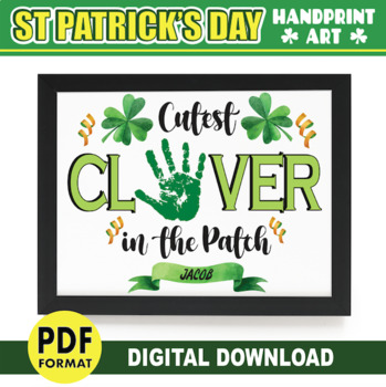 Preview of St Patrick's Day Crafts Activity | Cutest Clover Handprint Art | DIY Keepsake