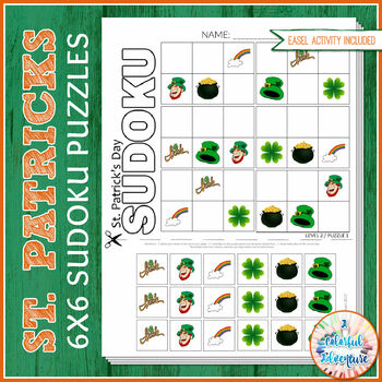 Preview of St. Patrick's Day - Critical Thinking, 6X6 Sudoku Logic Puzzles {Fast Finisher}