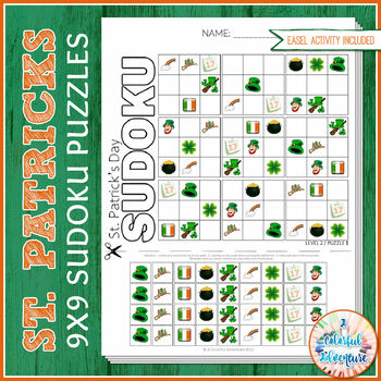 Preview of St. Patrick's Day - Critical Thinking, 9X9 Sudoku Logic Puzzles {Fast Finishers}