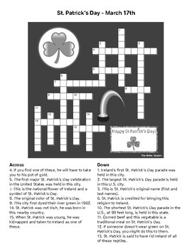Preview of St. Patrick's Day Crossword Puzzle