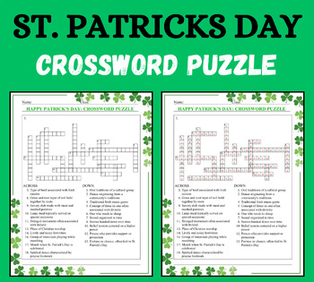 Preview of St. Patrick's Day Crossword Puzzle Vocabulary Worksheet