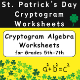 St. Patrick's Day Cryptogram Math Worksheets