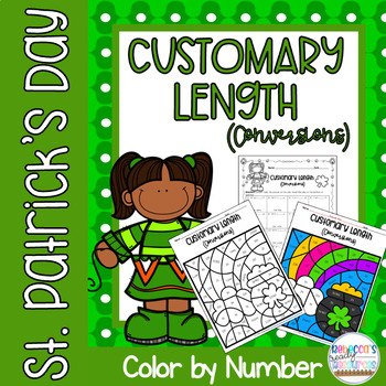 Preview of St. Patrick's Day Customary Length Conversions Color by Number
