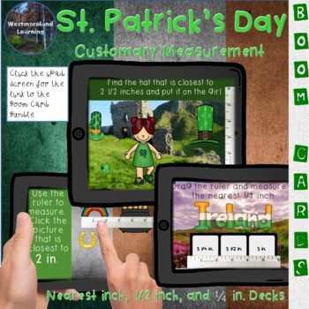 Preview of St. Patrick's Day Customary Measurement Digital Interactive Boom Card Bundle