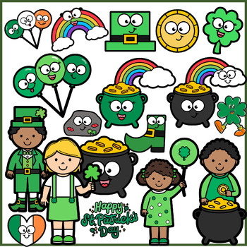 Preview of St. Patrick's Day Cuties Clipart - Kawaii Clipart