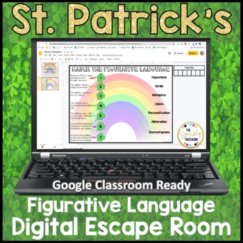 Preview of St. Patrick's Day DIGITAL ESCAPE ROOM - Figurative Language Distance Learning
