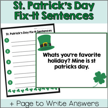 Preview of St. Patrick's Day Daily Fix-It Sentences | Editing | Digital Google Slides