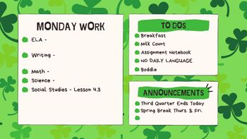 Preview of St. Patrick's Day Daily Slides Template