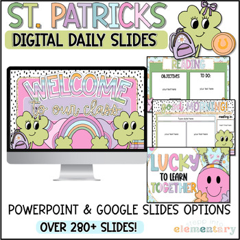 Preview of St. Patrick's Day Daily Slides | Trendy St. Patrick's | March Slides - Editable!
