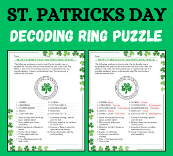 Preview of St. Patrick's Day Decoding Ring Puzzle