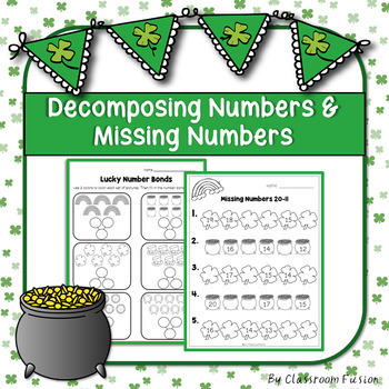 Preview of St.Patrick's Day Decomposing and Finding Missing Numbers Worksheets