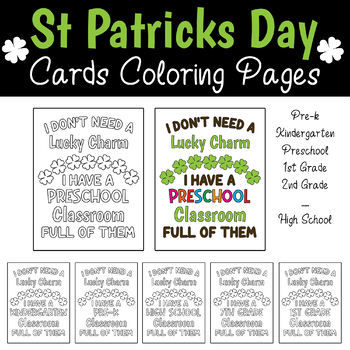 Preview of St Patrick's Day Decor Cards Coloring Pages : [ St Patricks Day Activities ]