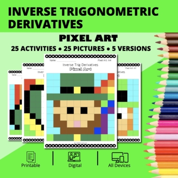 Preview of St. Patrick's Day: Derivatives Inverse Trig Pixel Art Activity
