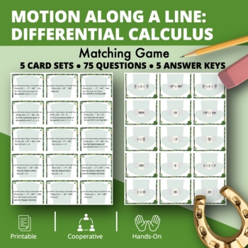 Preview of St. Patrick's Day: Derivatives Motion Along a Line Matching Game