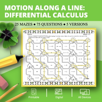 Preview of St. Patrick's Day: Derivatives Motion Along a Line Maze Activity