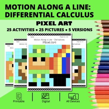 Preview of St. Patrick's Day: Derivatives Motion Along a Line Pixel Art Activity