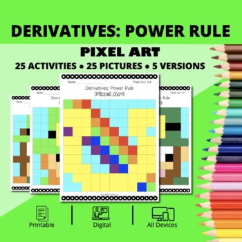 Preview of St. Patrick's Day: Derivatives Power Rule Pixel Art Activity