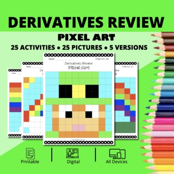 Preview of St. Patrick's Day: Derivatives REVIEW Pixel Art Activity