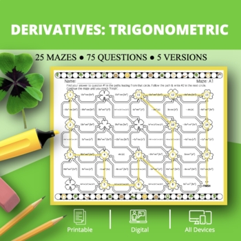 Preview of St. Patrick's Day: Derivatives Trigonometric Maze Activity