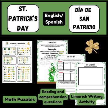 Preview of St. Patrick's Day / Día de San Patricio  - Bilingual Activities