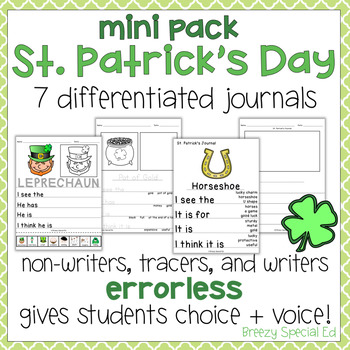 Preview of St. Patrick's Day Differentiated Journals - Writing for Special Education