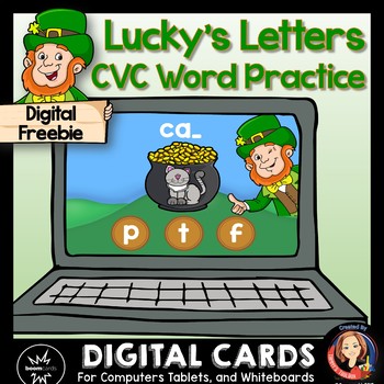 Preview of St. Patrick's Day Digital CVC Word Game Boom Cards