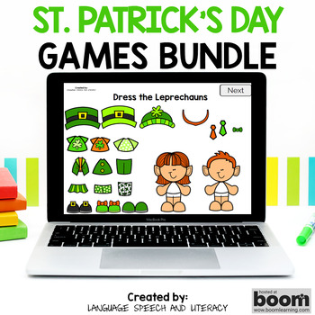 Preview of St. Patrick's Day Speech Therapy, Digital Games,  Boom Card Games, Incentives