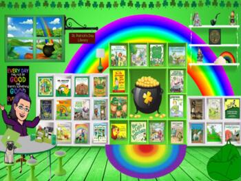 Preview of St. Patrick's Day Digital Library, Movement, Information Videos and Crafts Rooms