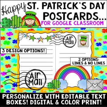 Preview of St. Patrick's Day- Digital Postcards-Distance Learning**Google Classroom**