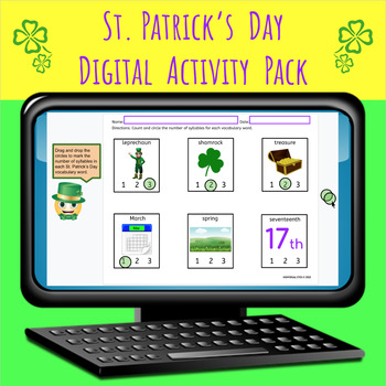 Preview of St. Patrick's Day Digital Word Work March Literacy Center Differentiated No Prep