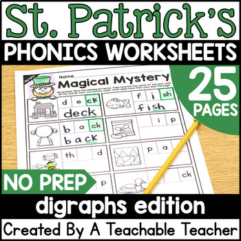Preview of St. Patrick's Day Digraphs Worksheets | St. Patrick's Day Phonics