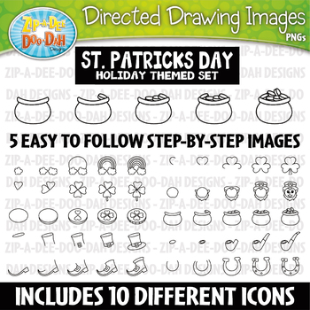 Preview of St Patrick's Day Directed Drawing Images Clipart Set {Zip-A-Dee-Doo-Dah Designs}