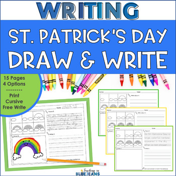 Preview of St. Patrick's Day Directed Drawing Writing Pages Plus Print Cursive Handwriting