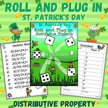 Preview of St. Patrick's Day Distributive Property Activity: 4th, 5th, and 6th Grade Math