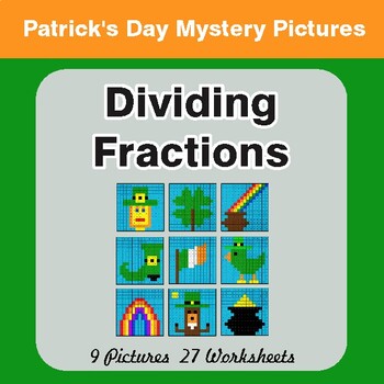 St. Patrick's Day: Dividing Fractions - Color-By-Number Math Mystery Pictures