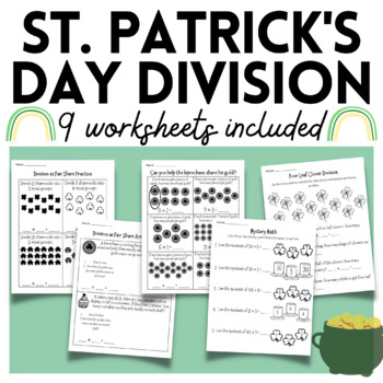 Preview of St. Patrick's Day Division Worksheets (Fair Share and Equal Groups Division)