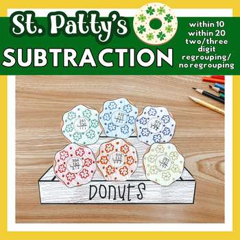 Preview of St. Patrick's Day Donut Subtraction Craft - Differentiated Math Craft