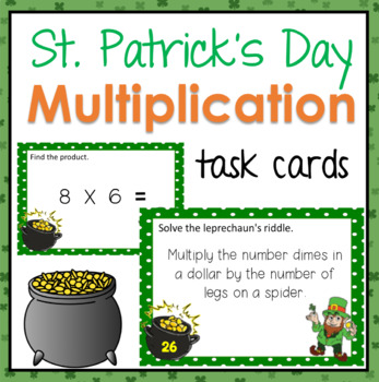 Preview of St. Patrick's Day  Multiplication Task Cards