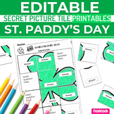 St. Patrick's Day EDITABLE Worksheets | Secret Mystery Pic