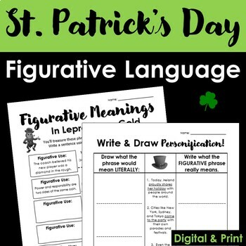 Preview of St. Patrick's Day ELA Activities for Middle School - Printable & Digital