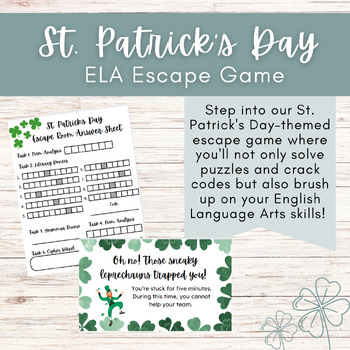 Preview of St Patrick's Day ELA Escape Game