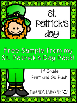 Preview of St. Patrick's Day - ELA & MATH Print and Go Pack FREEBIE