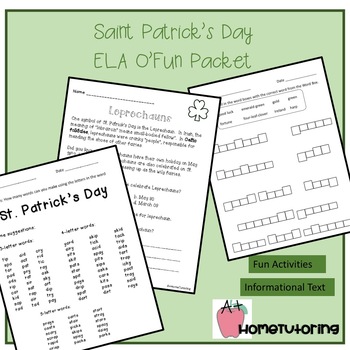 Preview of St. Patrick's Day ELA O' Fun Packet